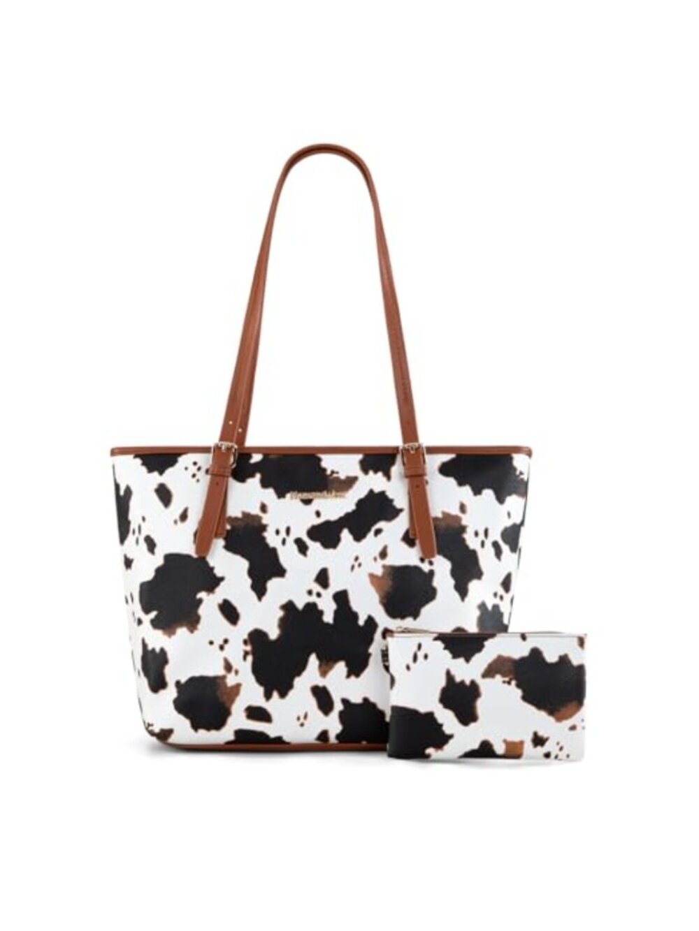 PU Leather Tote Bag Vegan Shoulder Handbag with Pouch